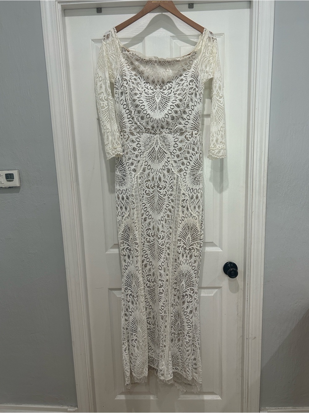 Grace Loves Lace Ivory Lace Bohemian Long Sleeve Wedding Dress- Nathalia - Picture 3 of 9
